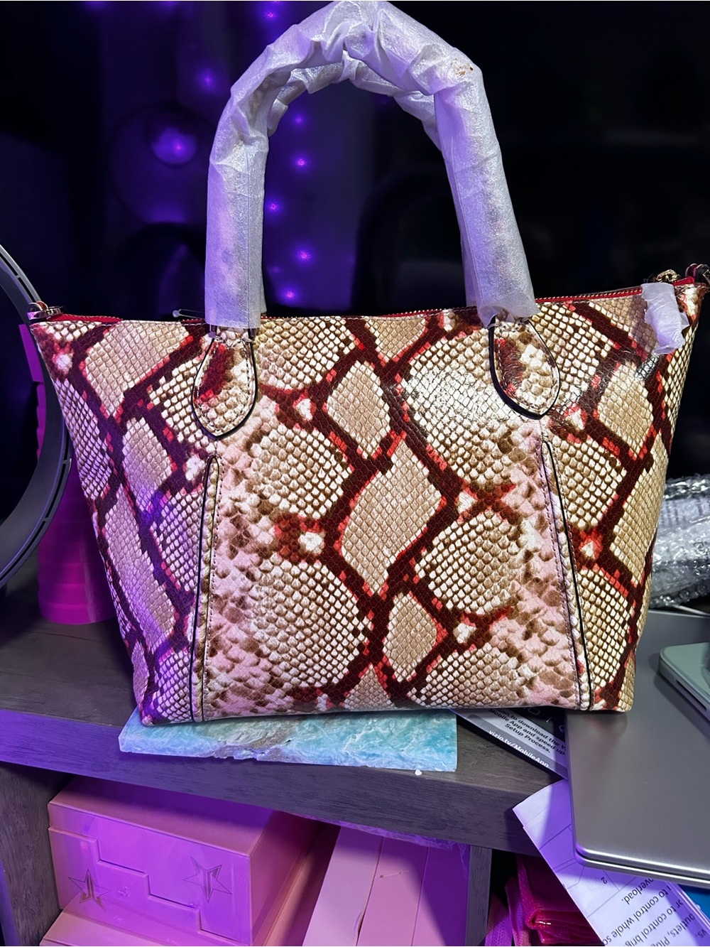 Michael Kors Python Embossed Riley large Satchel - Picture 3 of 9